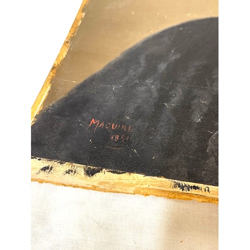 80 - 2 Signed antique paintings on board and metal, artist: Asbourne and Brain Lincoln  and 1891 Macure, ... 