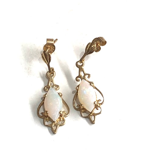 155 - 9ct gold opal drop earrings