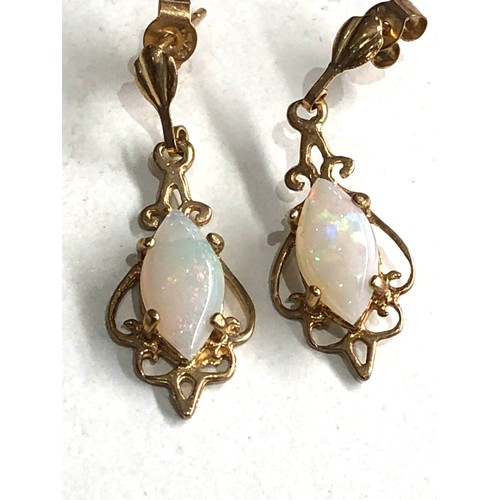 155 - 9ct gold opal drop earrings