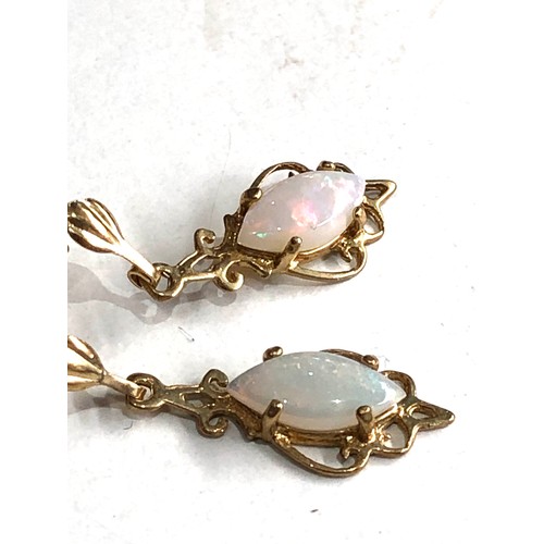 155 - 9ct gold opal drop earrings