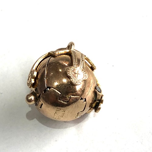 287 - Vintage 9ct gold cased opening masonic puzzle ball pendant