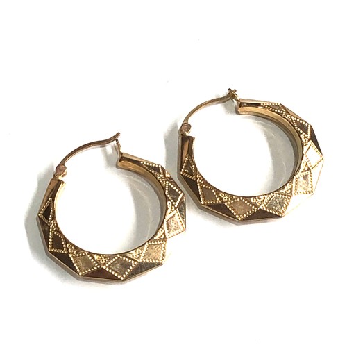 179 - 18ct bevelled puffed hoop earrings 1.9g