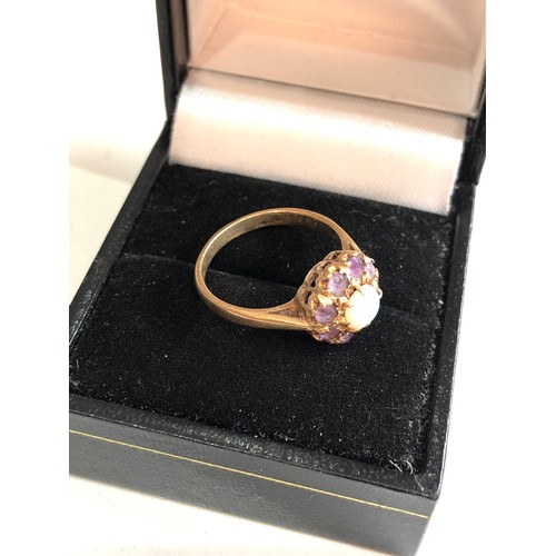 300 - 9ct opal & amethyst halo ring 2.4g