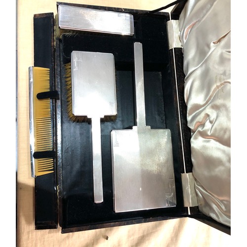 17 - Art deco silver brush set boxed