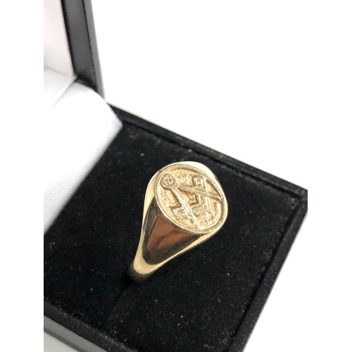 63 - Vintage 9ct gold masonic ring weight 4.9g