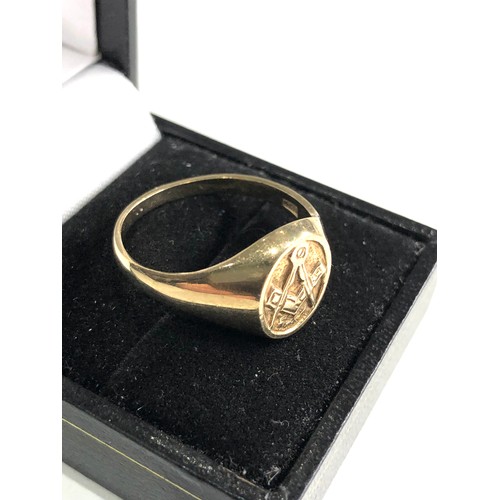 63 - Vintage 9ct gold masonic ring weight 4.9g