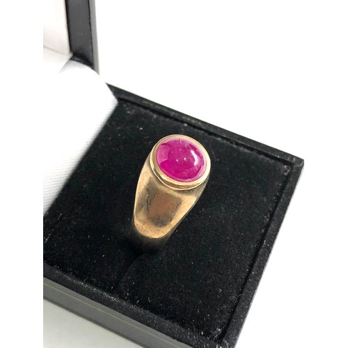 66 - 9ct gold gents ruby ring weight 10g