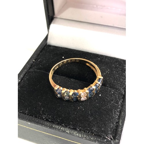 102 - 18ct gold diamond and sapphire ring weight 2.2g