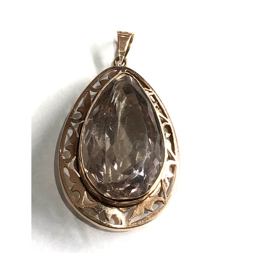 116 - 14ct gold stone set pendant measures approx 4.2cm drop by 2.4cm wide weight 8.9g