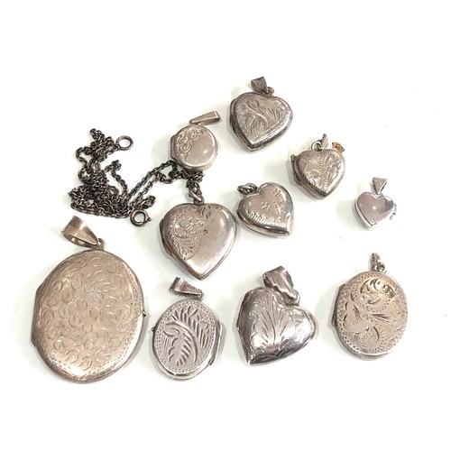 126 - Large selection of antique / vintage silver heart lockets etc