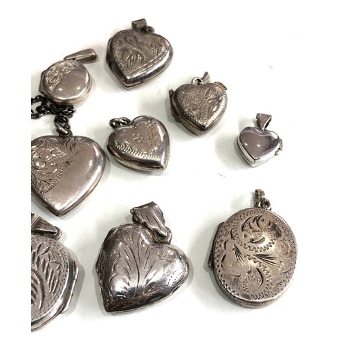 126 - Large selection of antique / vintage silver heart lockets etc