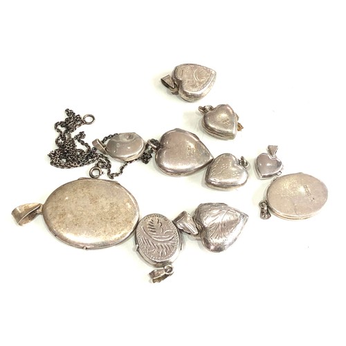 126 - Large selection of antique / vintage silver heart lockets etc