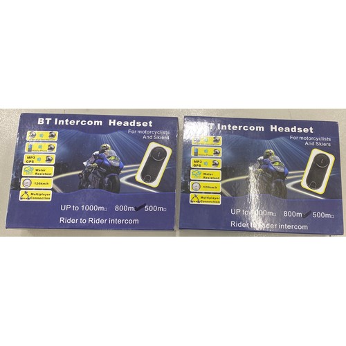 Pair BT Intercom headset 800m rider to rider intercom for