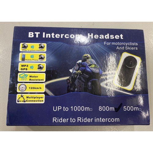 Pair BT Intercom headset 800m rider to rider intercom for