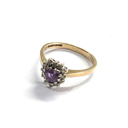 73 - 9ct gold Amethyst and diamond ring weight 2.3g