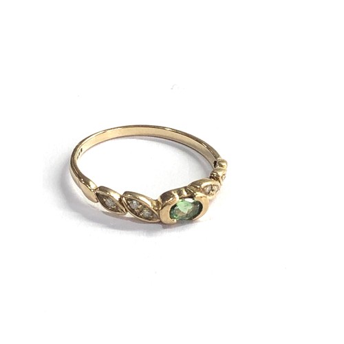 75 - 9ct gold emerald and diamond ring weight 1.4g