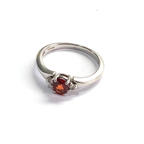 81 - 9ct white gold fire opal & diamond ring weight 2.6g