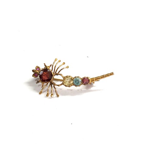 89 - 14ct gold stone set scorpion brooch weight 4.2g xrt tested as 14ct gold missing stone