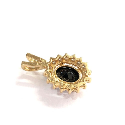 91 - 14ct gold sapphire and diamond pendant 0.30ct diamonds measures approx 2.1cm drop by 1.2cm wide weig... 