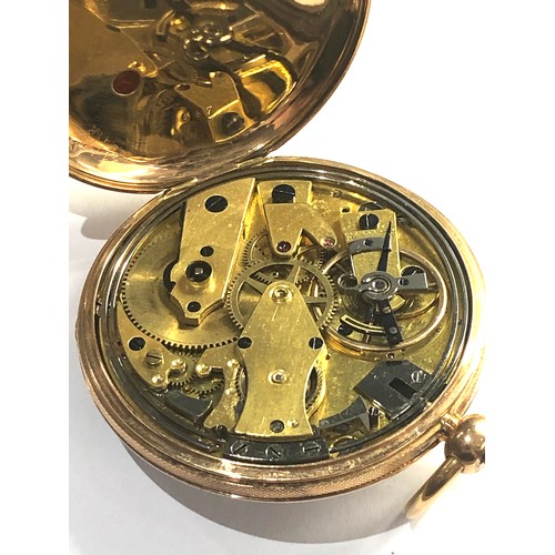 481 - Fine Antique 18ct gold silver dial quarter repeating pocket watch case measures approx 52mm dia weig... 