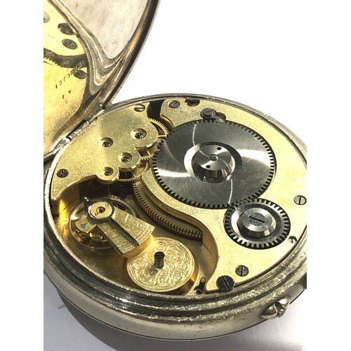 482 - Omega 8 day goliath pocket watch nickel case measures approx 70mm dia in good working condition no w... 