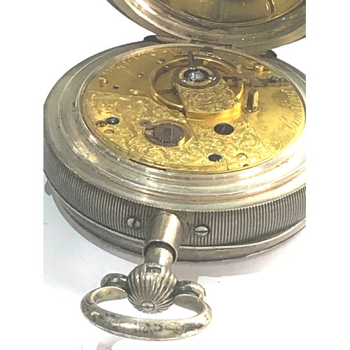 485 - Antique silver cased repeater pocket watch large diamond end stone by Jn Cording London the watch is... 