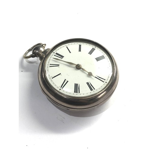 486 - Fine antique silver pair case fusee verge pocket watch by Ja,s Gilbert Lichfield good clean working ... 