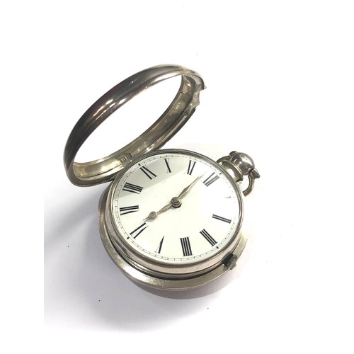 486 - Fine antique silver pair case fusee verge pocket watch by Ja,s Gilbert Lichfield good clean working ... 