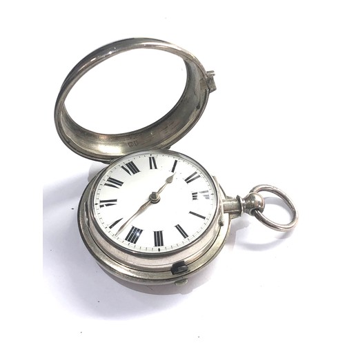 487 - Fine antique silver pair case fusee verge pocket watch by Waterhouse ticehurst good clean working or... 