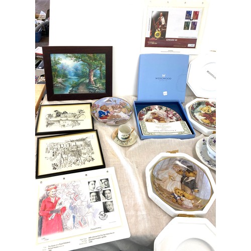 265 - Large selection of items to include Donald E Green prints, collectors plates, china , first day cove... 