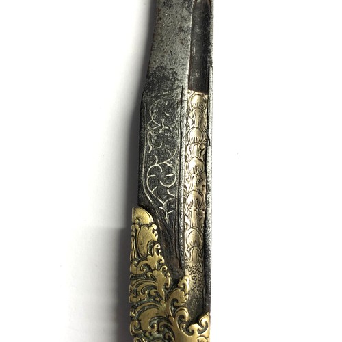 547 - Antique  PIA KETTA  blade partly sheathed in silver embossed with scrolls and overlaid at the forte ... 