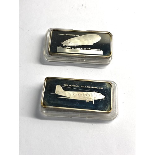 512 - 2 Solid silver milestones of manned flight ingots each 31.6g