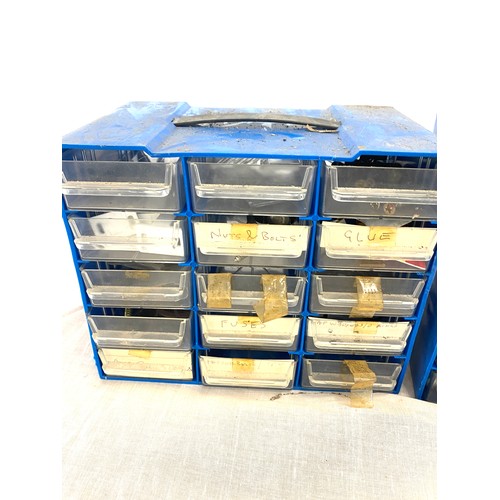 40 - Selection of plastic multi drawers with contents