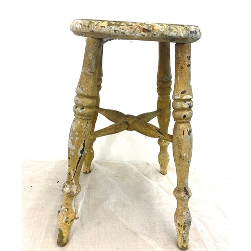 285 - Vintage painted elm kitchen stool, overall height: 21 inches