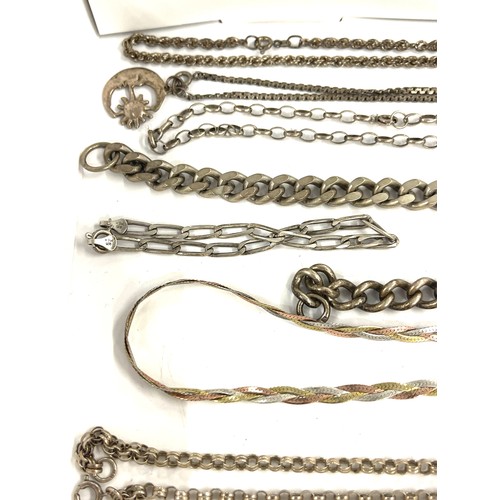 685 - Selection silver chains, all hallmarked, approximate weight 114.9g