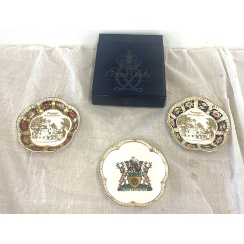 676 - 3, Royal Crown Derby pin tray Derbyshire building society  pin trays, 1 boxed only