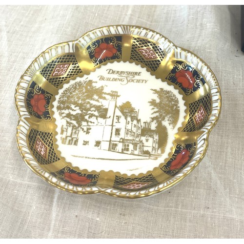 676 - 3, Royal Crown Derby pin tray Derbyshire building society  pin trays, 1 boxed only