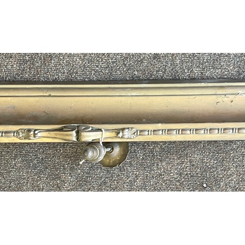 274B - Antique brass fire fender, approximate length 64 inches