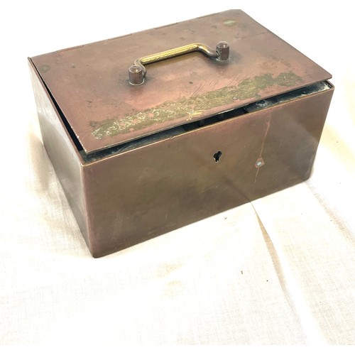 14 - Copper small strong box, approximate measurement: Height 3.5 inches, Width 6 inches, Depth 4.5 inche... 