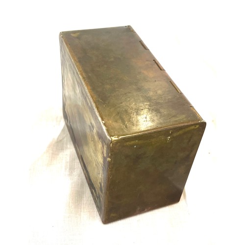 14 - Copper small strong box, approximate measurement: Height 3.5 inches, Width 6 inches, Depth 4.5 inche... 