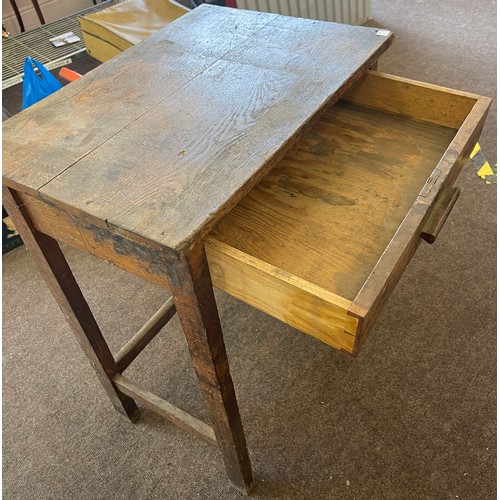 318 - Antique oak 1 drawer small desk, approximate measurements: Height: 31 inches, Width 24 inches, Depth... 