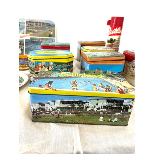 98 - Selection vintage Butlins advertising tins, tray, flask, stanhope