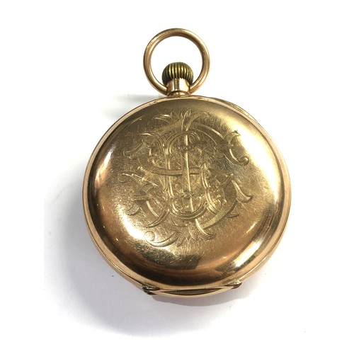 488 - 9ct gold omega pocket watch gold dust cover weight of watch 98g engraved back case measures approx 5... 