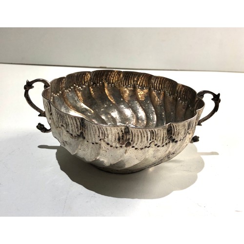 10 - Early continental silver 2 handle bowl measures approx  14cm wide weight 93g please see images for h... 