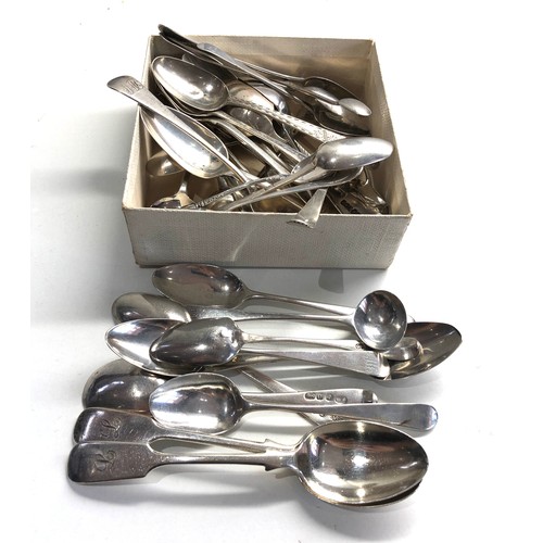 17 - Large selection of georgian and later silver tea spoons etc weight 524g