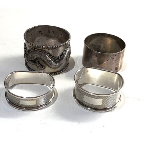 22 - 4 silver napkin rings includes chinese silver napkin ring weight 90g