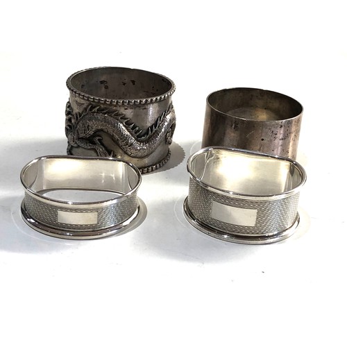 22 - 4 silver napkin rings includes chinese silver napkin ring weight 90g