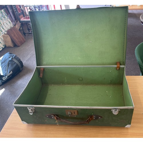 227 - Vintage green travel suitcase