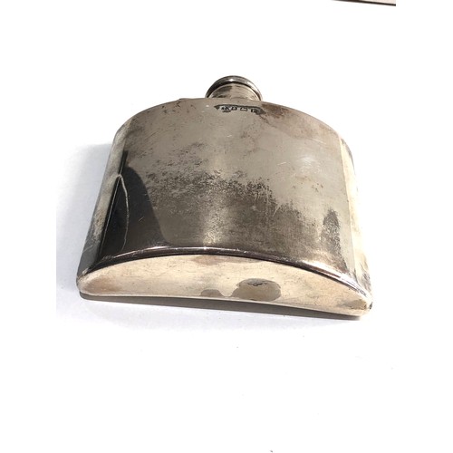 29 - Large vintage silver hip flask measures approx 11cm wide height 11cm weight 214g, this piece has no ... 