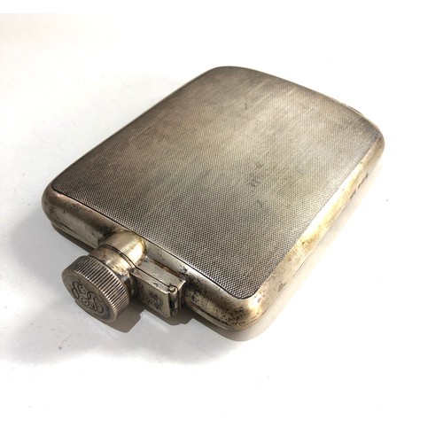 35 - Large mappin & webb silver engine turned hip flask measures approx 13.5cm by 9cm weight 165g